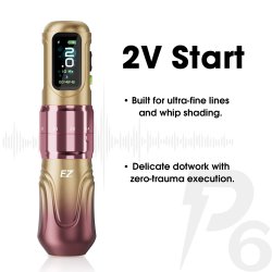 EZ P6 Adjustable Stroke Wireless Tattoo Machine-High Torque Motor + Extra Power