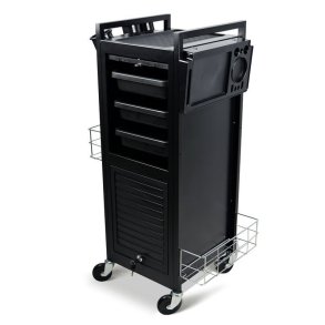 WORKING TABLE WITH DRAWERS ON WHEELS LONG-LUX BLACK