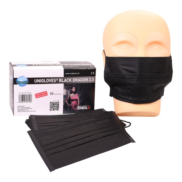 Ansigtsmaske/Mundbind  i Black/Sort 25/50 stk.  