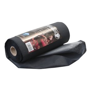 Sort briks lagen, underlag med plastik beskytelse i praktisk rulle.