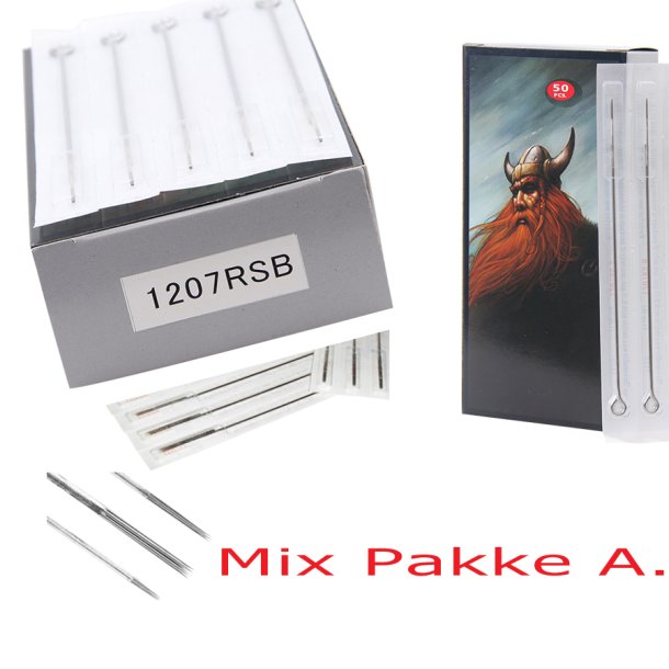 Needles bar komplet - 50 stk. Mix pakke. A.