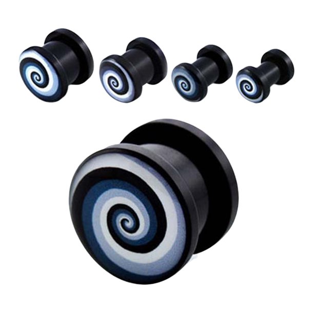 Sort akryl plug med spiral logo
