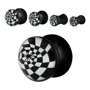 Sort akryl plug med skakbr�t logo