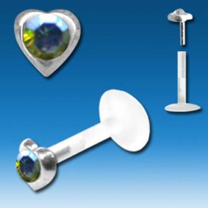 Labrets bioplast internally threaded, with crystal