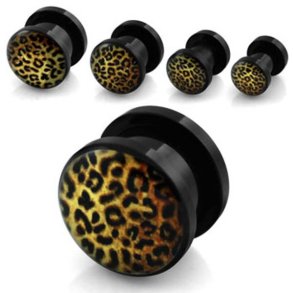 Sort akryl plug med leopard logo