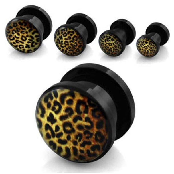 Sort akryl plug med leopard logo