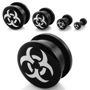 Sort akryl plug med radioaktiv logo