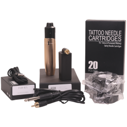 Tattoo s�t med pen maskine tr�dl�s med tilbeh�r. Model 10