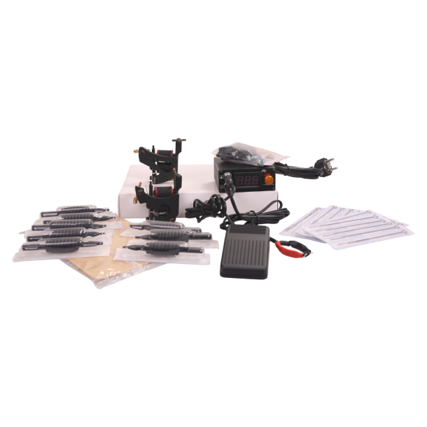 Tattoo s�t med 2 maskiner + tilbeh�r. Model 9