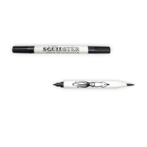 Squidster Tattoo Mini - Brush + 2 mm - non-sterile 2 in 1 pen