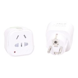 Led 15 US to EU Plug Charger Adapter, Travel Power Adaptor with Europe Socket Plug(white/grey
