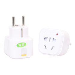 Led 15 US to EU Plug Charger Adapter, Travel Power Adaptor with Europe Socket Plug(white/grey