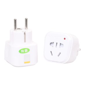 Led 15 US to EU Plug Charger Adapter, Travel Power Adaptor with Europe Socket Plug(white/grey