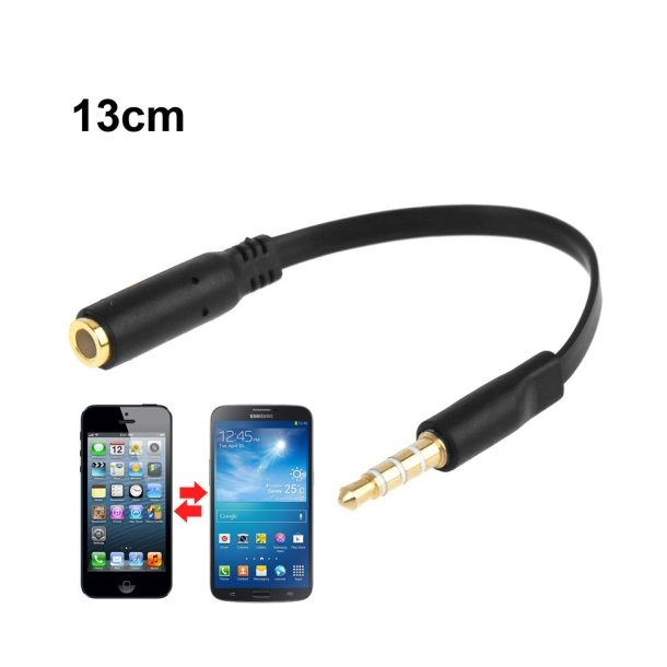 DC Power (9) 3.5mm jack Male to 3.5mm Female Audio Cable Adapter, Total Length: 13cm (Black)